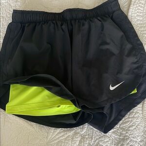 Women’s Nike Black and Neon Yellow Athletic Shorts size M